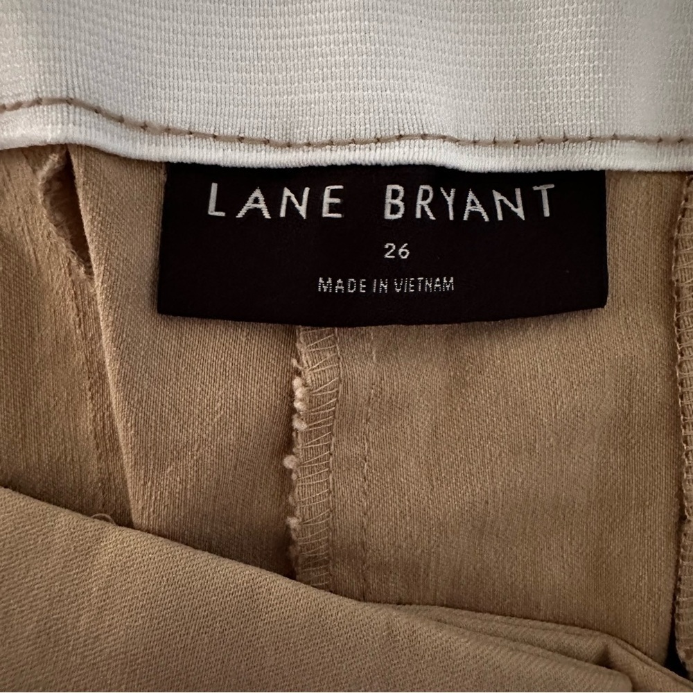 Lane Bryant Womens Flat Front Dress Pants Plus Size 26 Light Beige Pockets - Picture 3 of 12